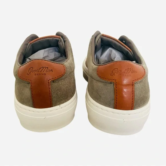 Good Man Brand Men’s Sneakers 9.5 Army Green Suede Brown Leather Low Top Italian - Picture 3 of 10